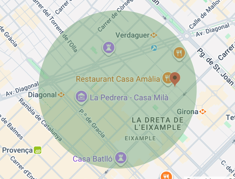 Mapa de ubicación de Barra Cal Pla en el Eixample de Barcelona, cerca de La Pedrera y Casa Batlló Mapa de ubicación de Barra Cal Pla en el Eixample de Barcelona, cerca de La Pedrera y Casa Batlló